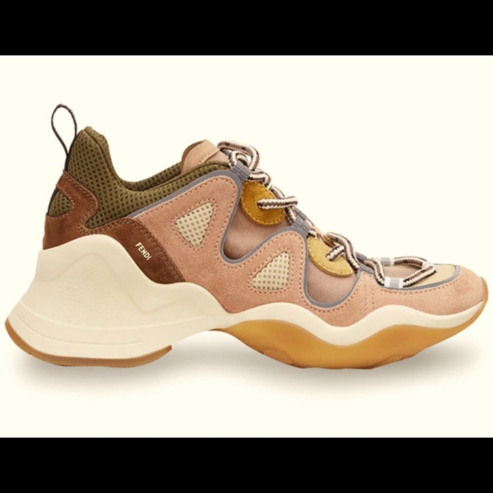 Women’s FENDI Mixed-media Chunky Sneakers in brown